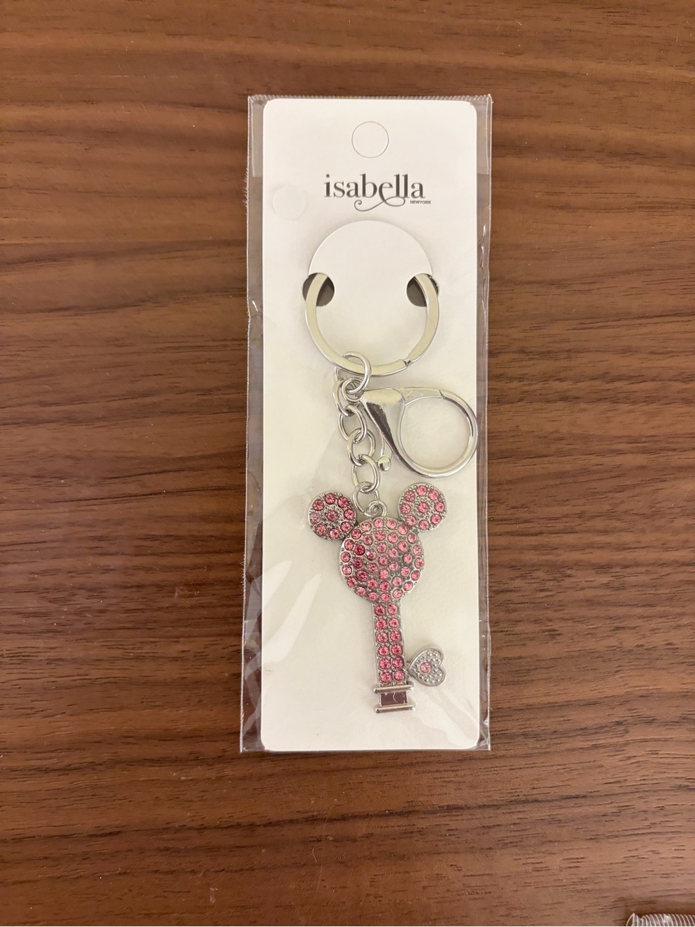 Isabella New York Pink Rhinestone Mouse Key Purse Charm New